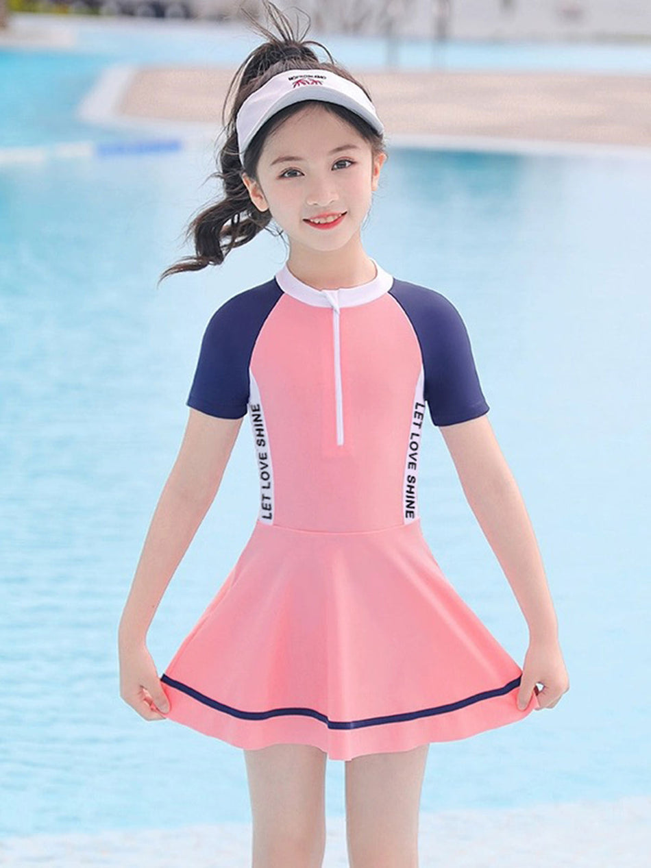 2026 Girls’ Quick-Dry One-Piece Sunscreen Swimsuit
