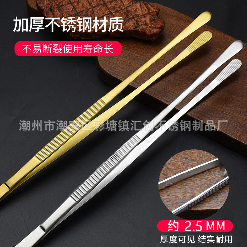 Stainless Steel BBQ & Food Clip Tweezers Golden