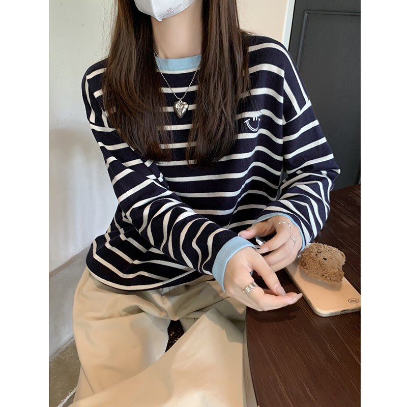 Striped Knit Sweater Women Loose Autumn 2026