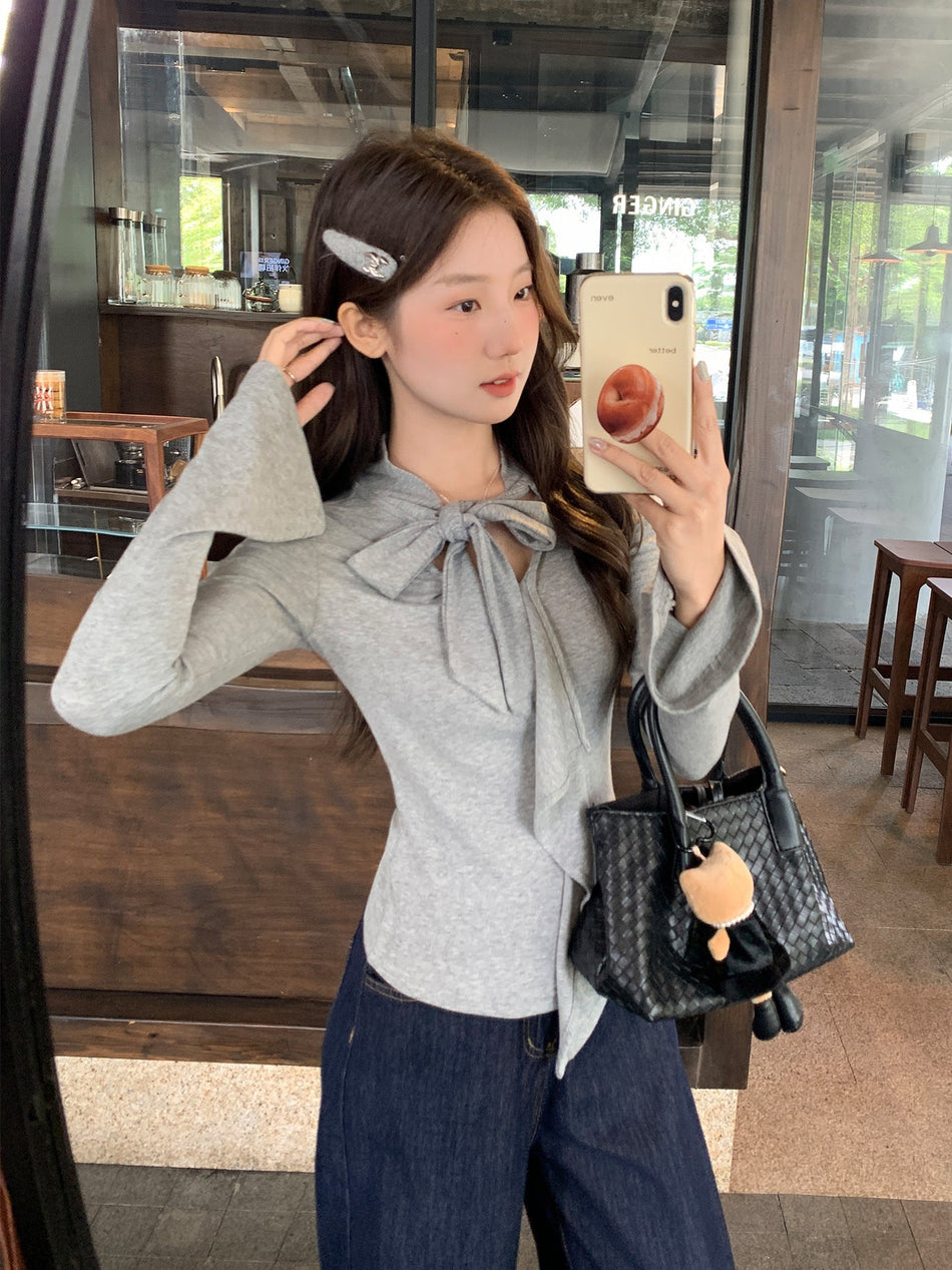Irregular Hem Knit T-Shirt Women Autumn 2026