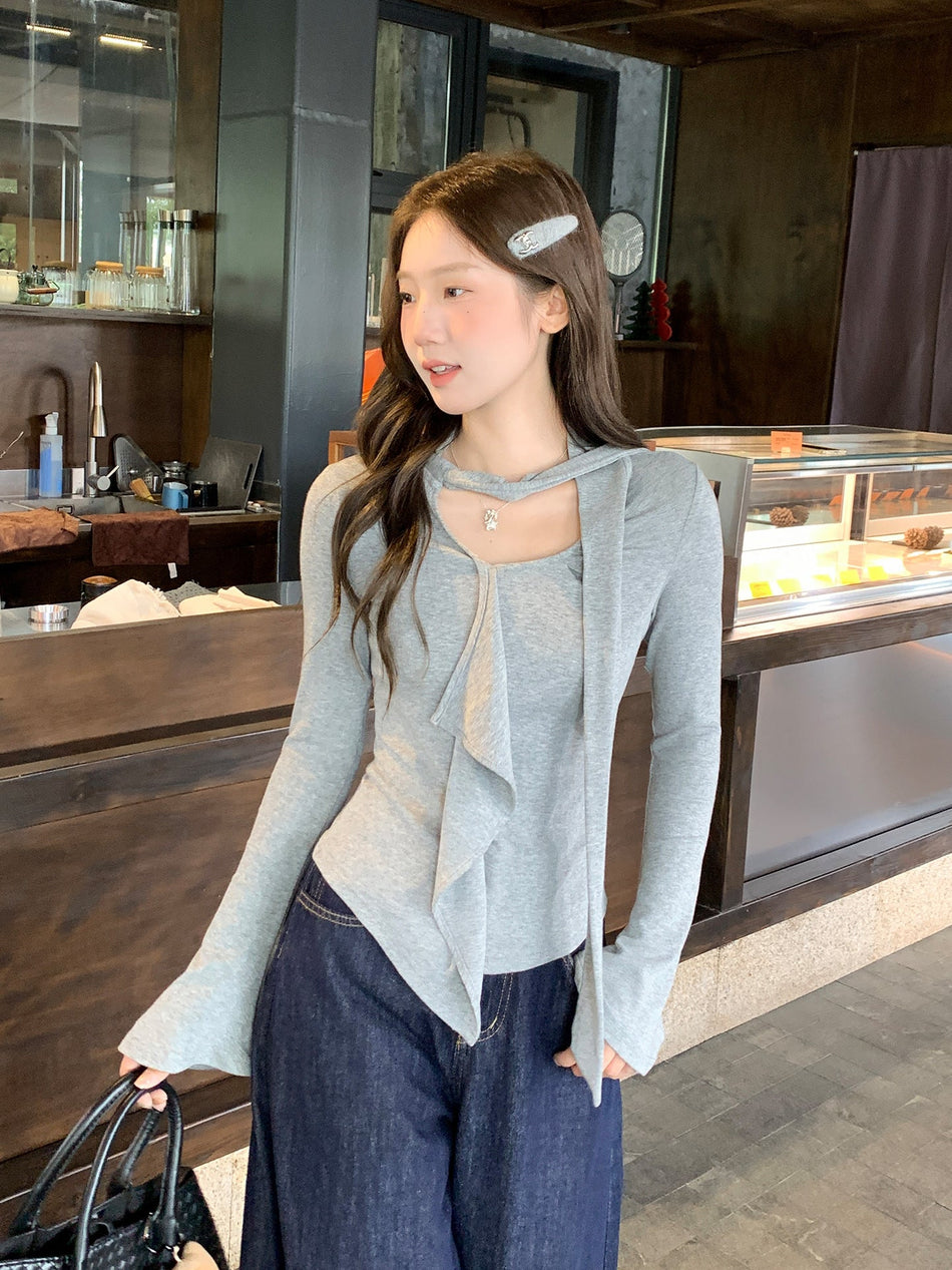Irregular Hem Knit T-Shirt Women Autumn 2026