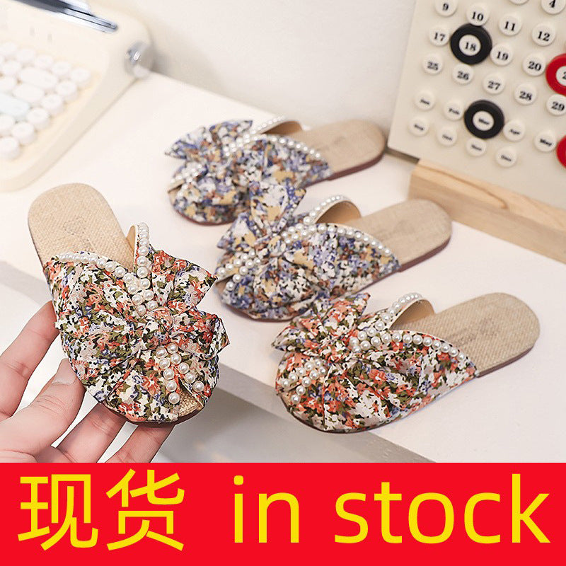 Bohemian Bow Sandals for Girls – Summer Half Slippers