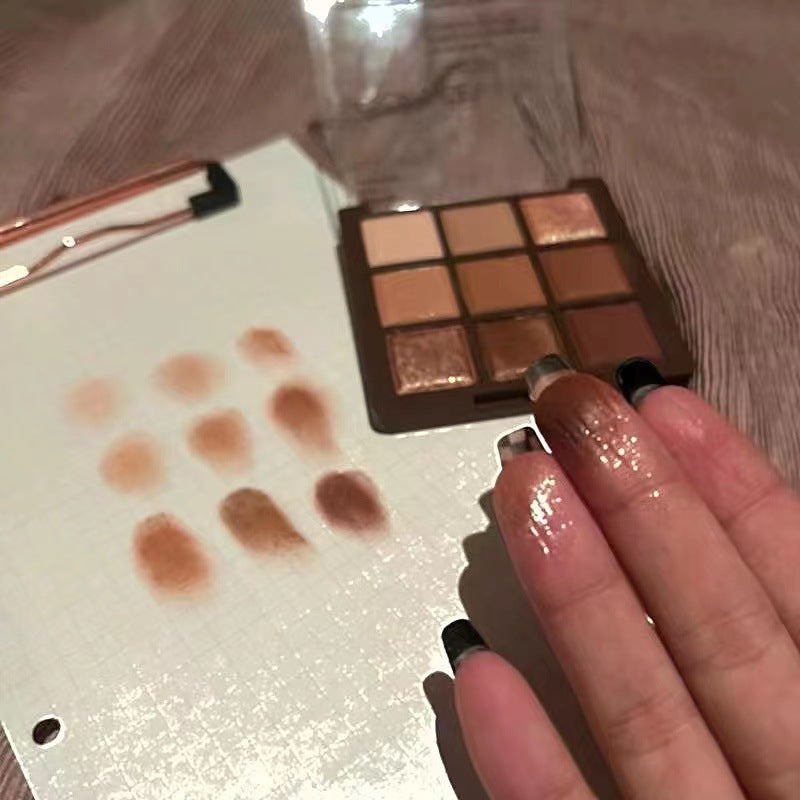 Chocolate 9-Color Earth Tone Eyeshadow Palette Natural