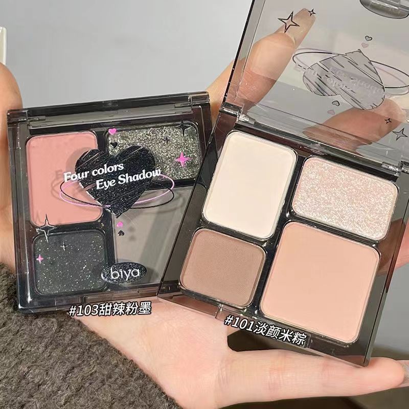 Biya 4-Color Smoky Eye Eyeshadow Palette Matte Glitter