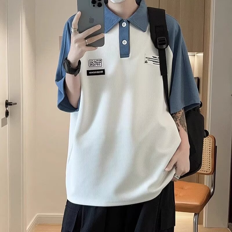 Men’s Colorblock Polo Shirt Casual College Style