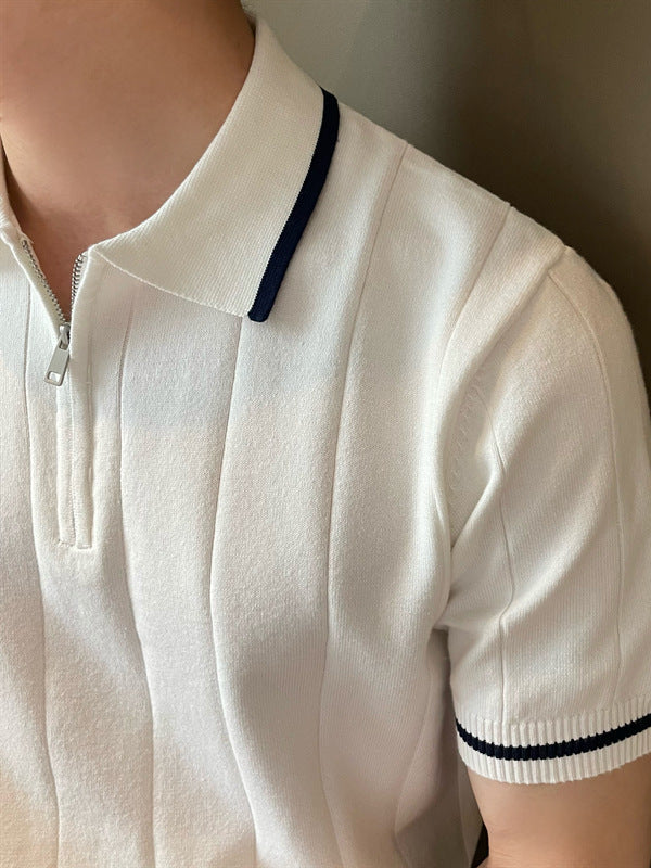 STOCK-Men’s Ice Silk Polo Shirt Summer Breathable Casual