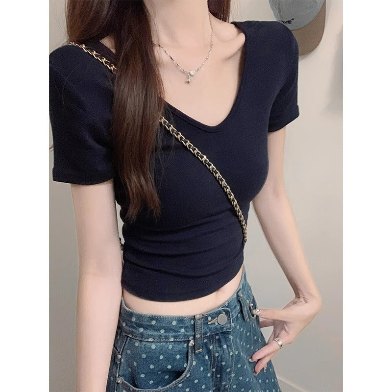 V-Neck Slim Fit Women Summer T-Shirt 2026