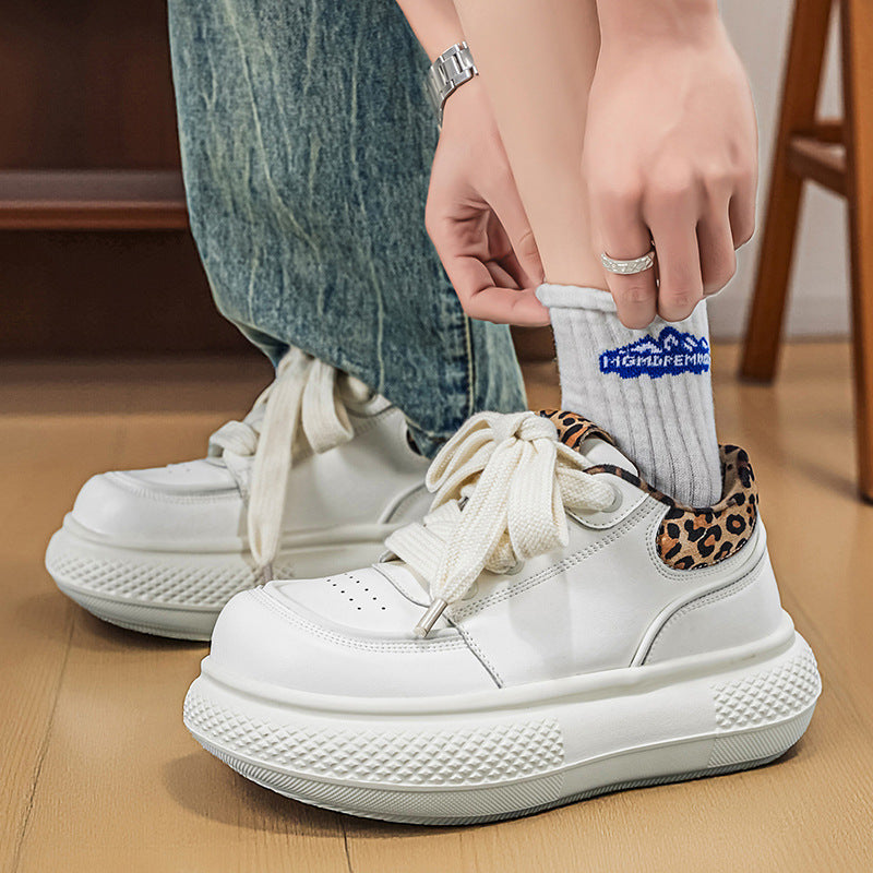 Men’s Leopard Print Platform Sneakers Trendy Casual