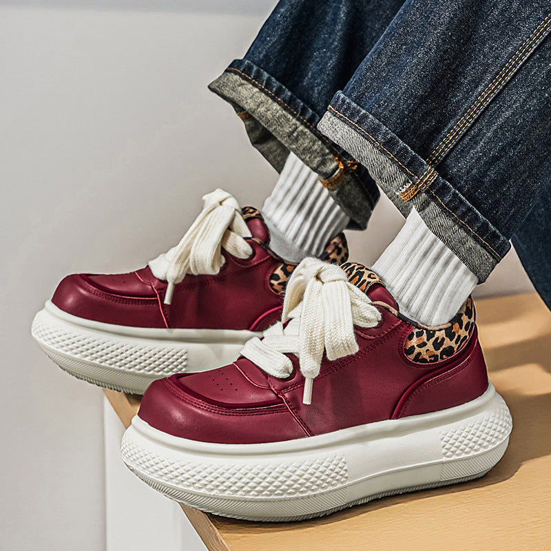 Men’s Leopard Print Platform Sneakers Trendy Casual