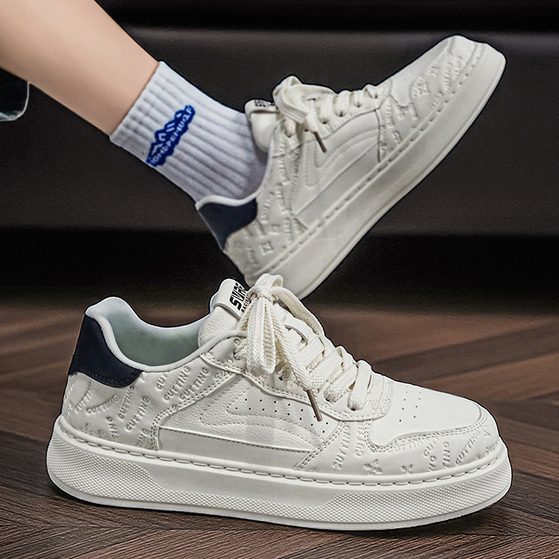 Men’s White Platform Sneakers Breathable Casual