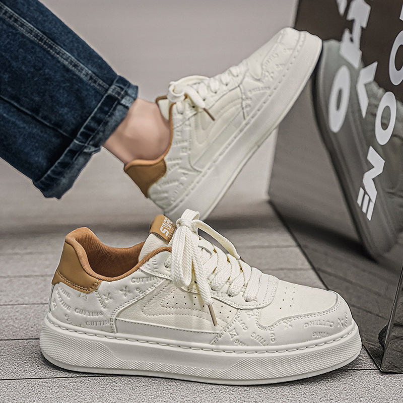 Men’s White Platform Sneakers Breathable Casual