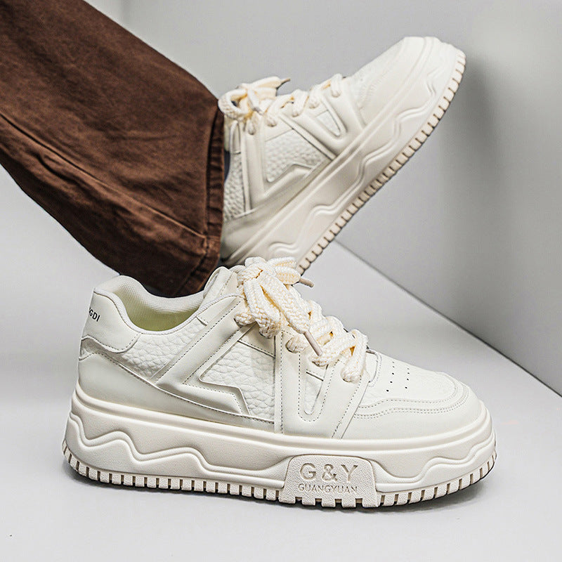 Men’s Korean Style White Platform Casual Sneakers