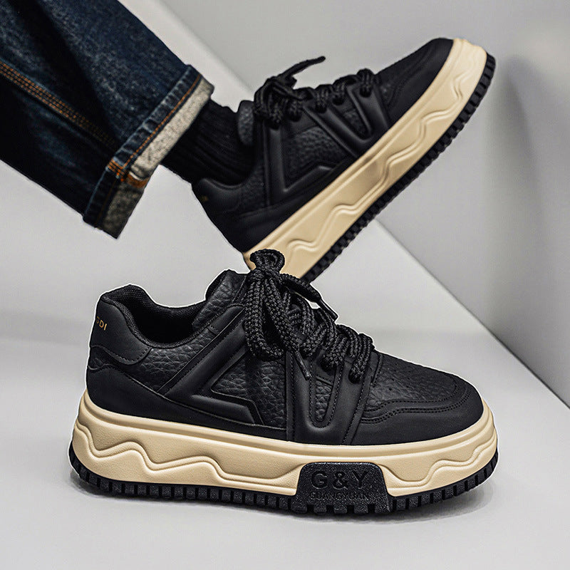 Men’s Korean Style White Platform Casual Sneakers