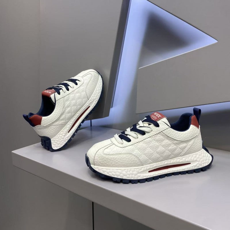 Men’s White Casual Sneakers Lace-Up Breathable