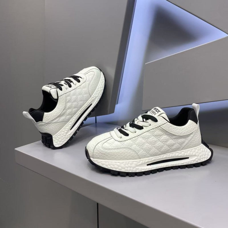 Men’s White Casual Sneakers Lace-Up Breathable