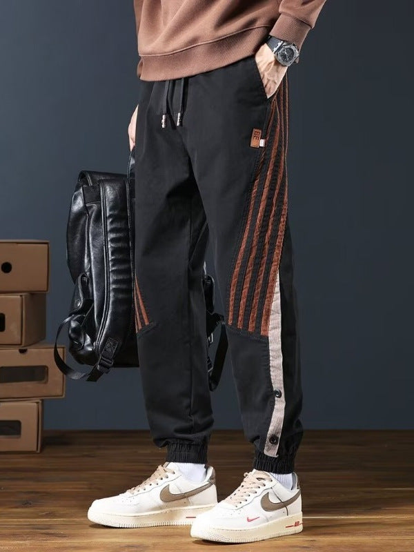 Men’s Striped Contrast Cargo Pants Casual Trendy