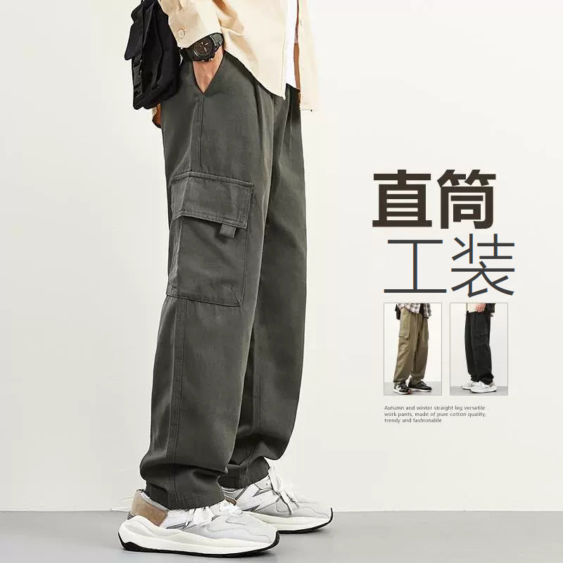 Men’s Black Loose Overalls Pants Casual Trendy