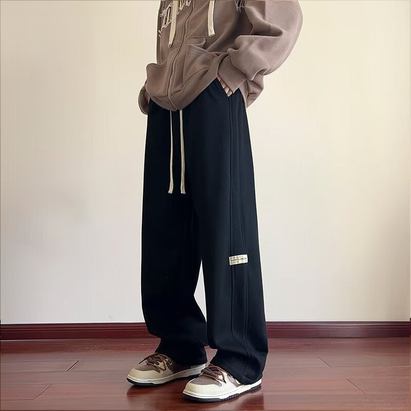 Men’s High Street Wide Leg Pants Retro Casual