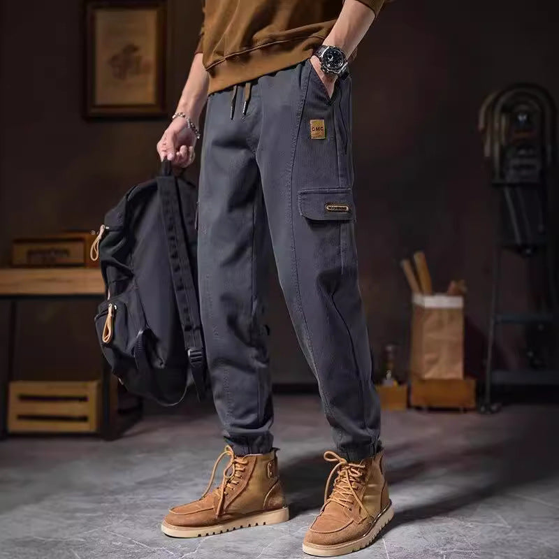 Men’s Drawstring Cargo Pants Loose Casual Trendy