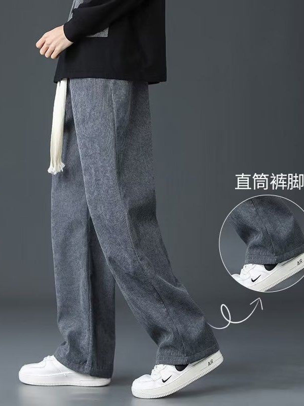 Men’s Corduroy Wide Leg Pants Korean Casual Style