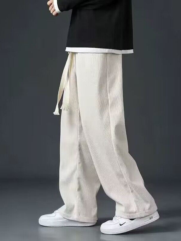 Men’s Corduroy Wide Leg Pants Korean Casual Style