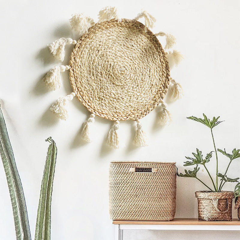 [2026 Amazon-Spot] Bohemian Hand-Woven Straw & Tassel Tapestry