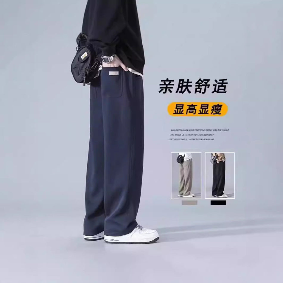 Men’s High Street Wide Leg Pants Trendy Casual