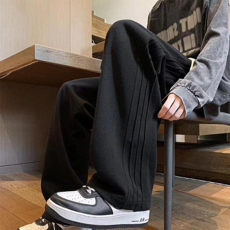 Men’s Fleece Lined Wide Leg Pants Warm Casual