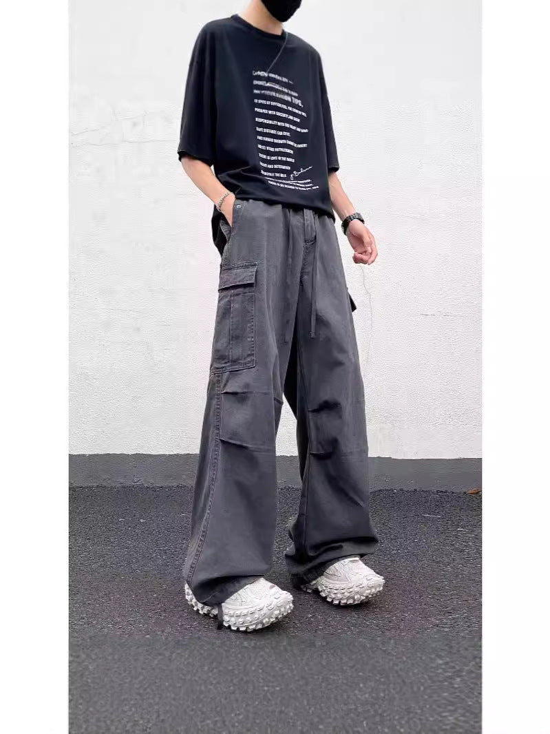 Men’s Retro Wide Leg Overalls Casual All-Match Pants