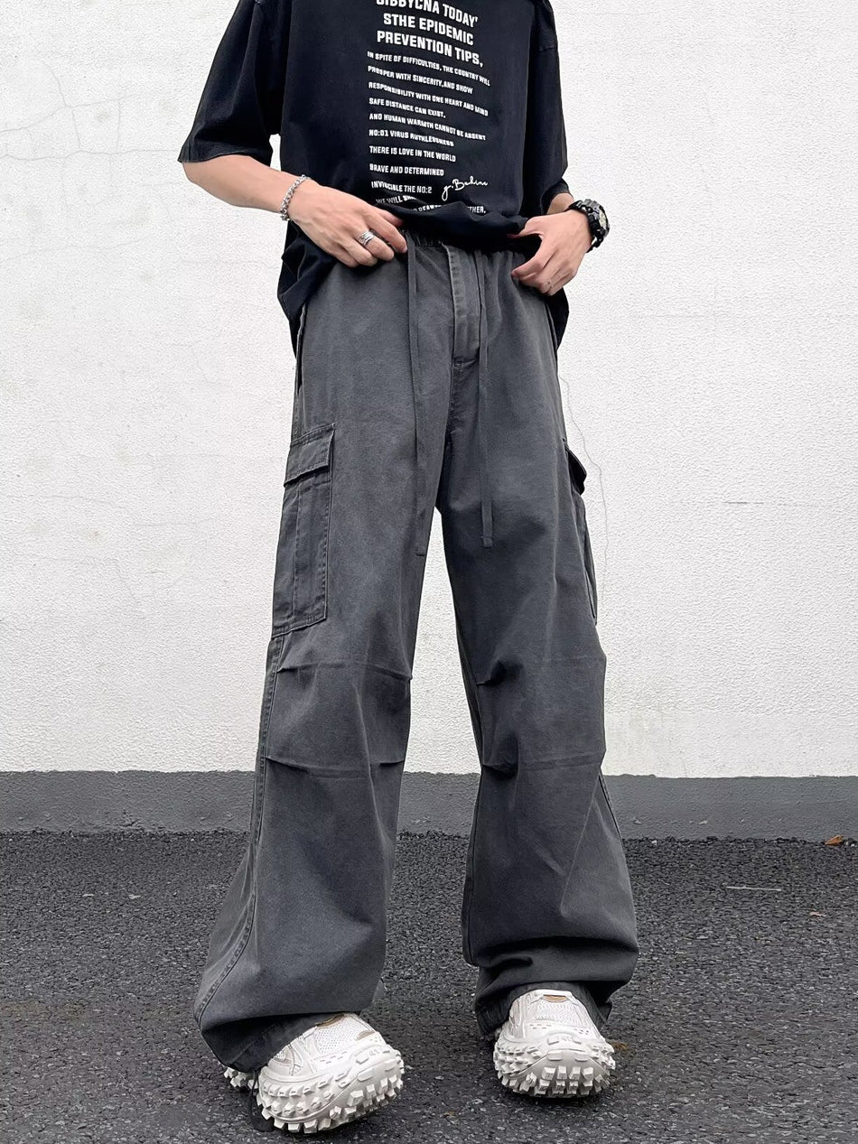 Men’s Retro Wide Leg Overalls Casual All-Match Pants