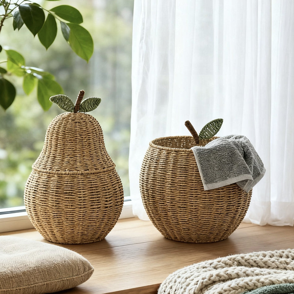 [2026 Nordic-Boutique] Apple & Pear Rattan Storage Baskets