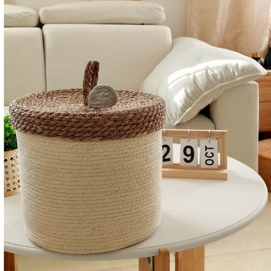 [2026 Nordic-Winter] Pine Cone Straw Storage Box with Lid
