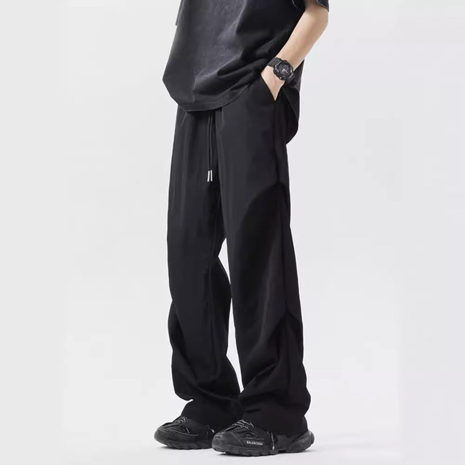 Men’s Ice Silk Cargo Pants Loose Straight Casual 2025 Trend