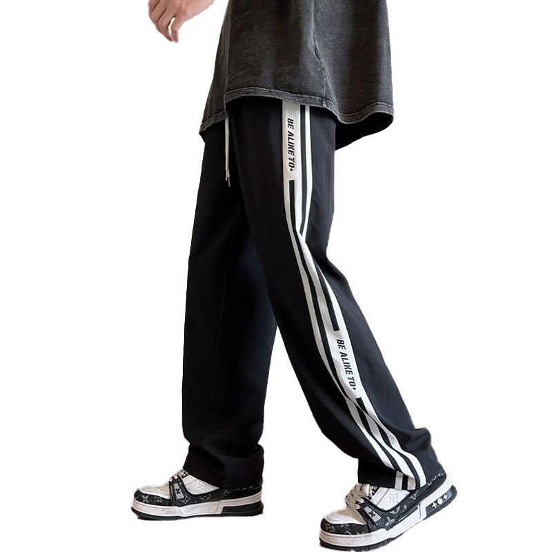 Men’s Ice Silk Striped Pants Breathable Summer Casual