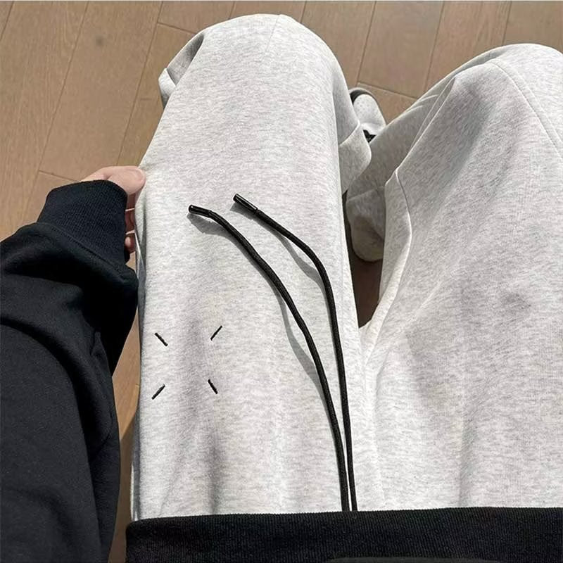 Men’s Heavy Gray Wide Leg Sweatpants Casual Loose Fit