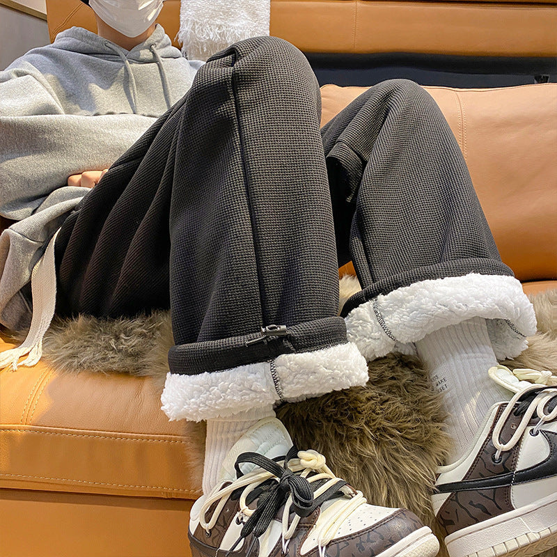 Men’s Lamb Wool Thick Winter Sweatpants Warm Casual