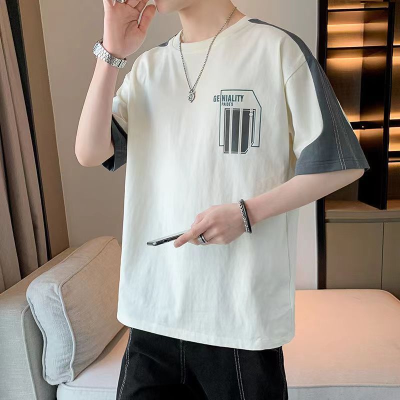 Men’s Ice Silk Printed T-Shirt Loose Fit Summer Fashion