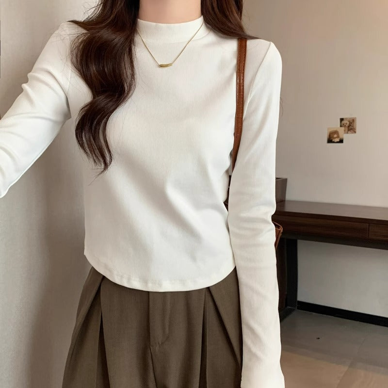 Derong Cotton Stand Collar Women Winter Base Layer Top