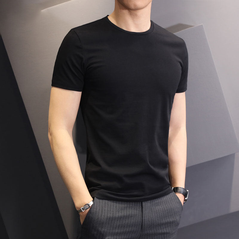 Men’s White Slim Fit T-Shirt Plus Size Korean Style