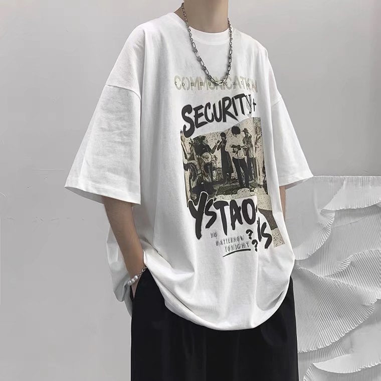 Men’s Graffiti T-Shirt Loose Fit Trendy Couple Wear