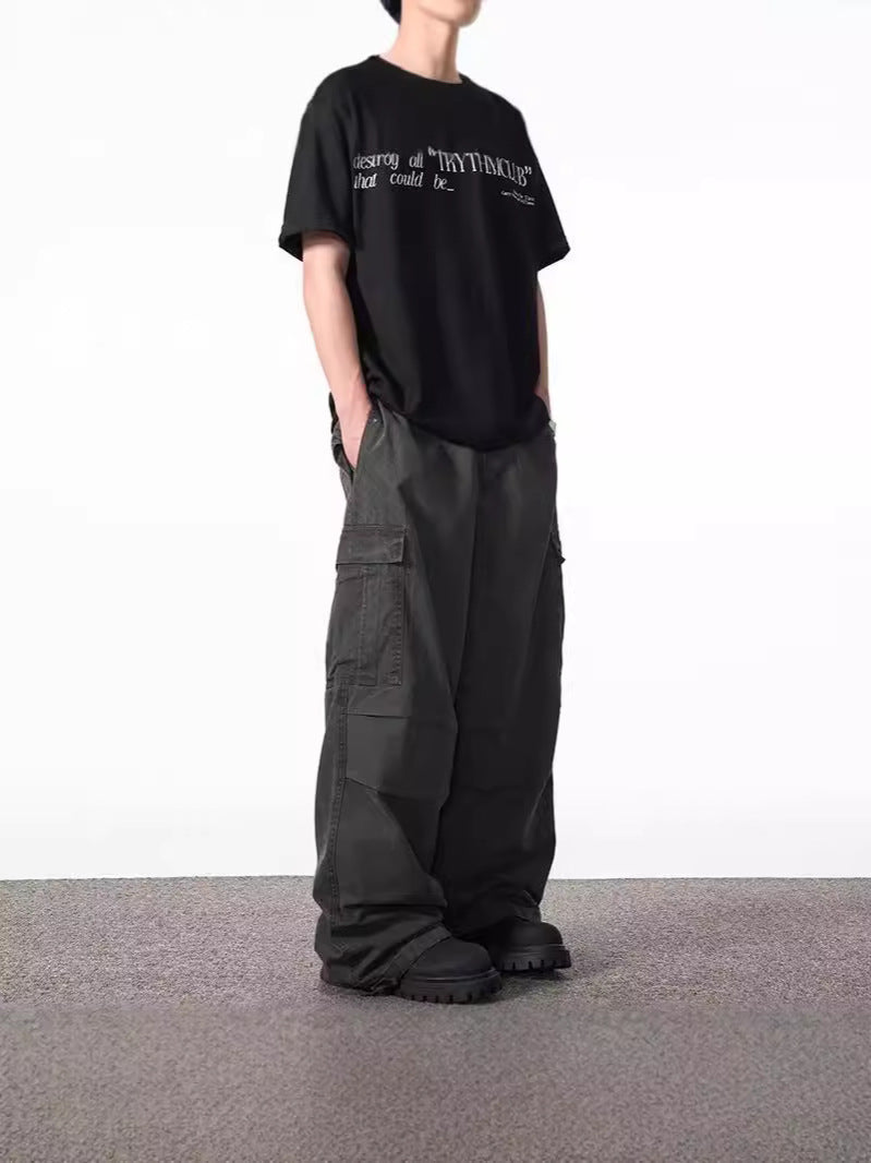 Men’s American Distressed Multi-Pocket Overalls Cleanfit