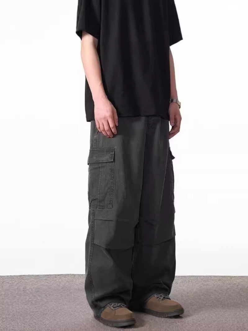 Men’s American Distressed Multi-Pocket Overalls Cleanfit
