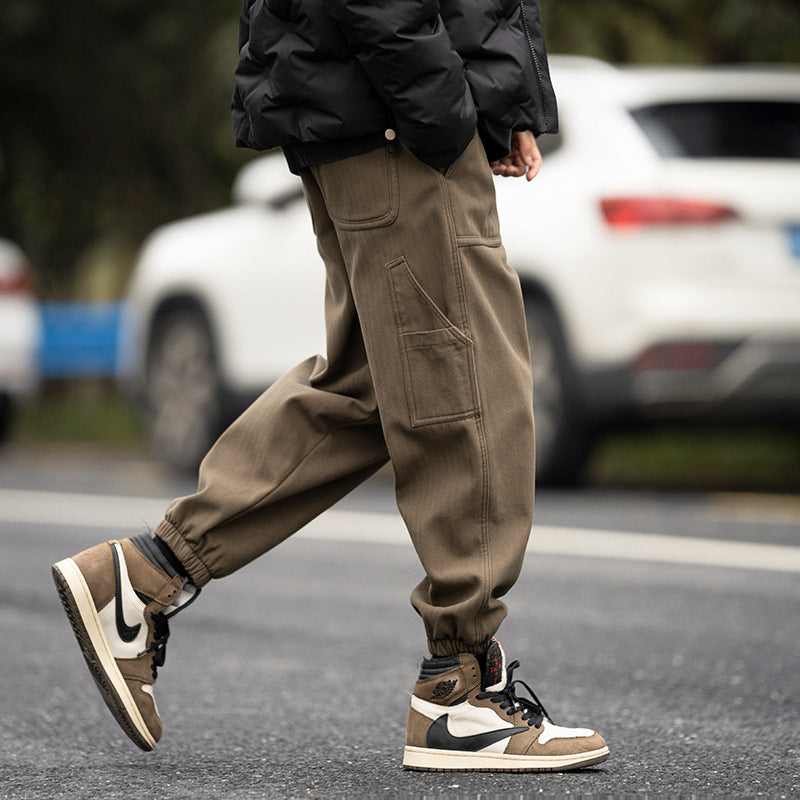 Men’s Japanese Style Cargo Jogger Pants Loose Casual