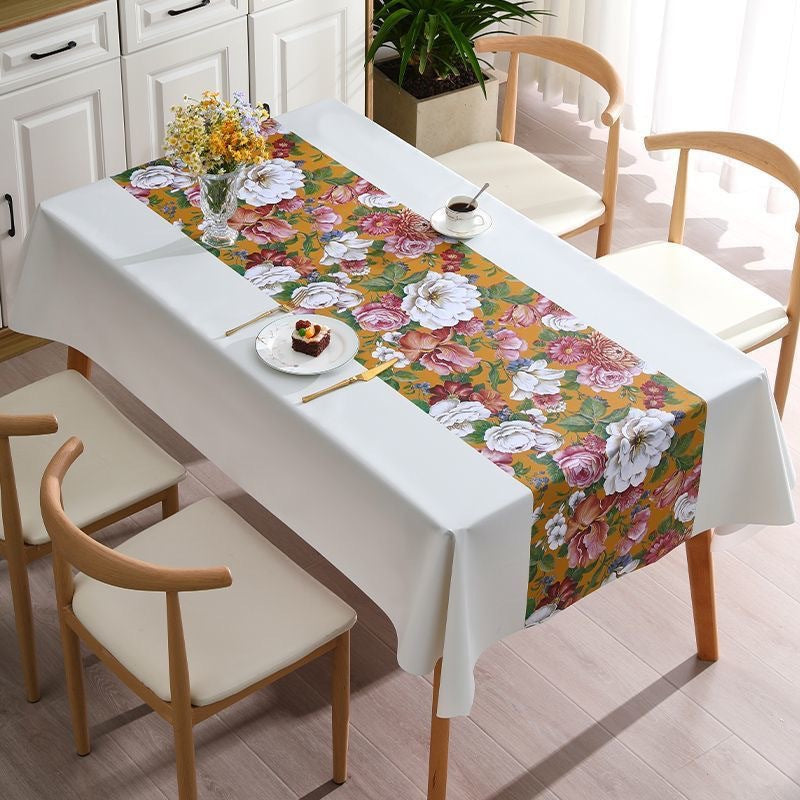 [2026 Advanced-Chic] Simple Flower Rectangular PVC Tablecloth