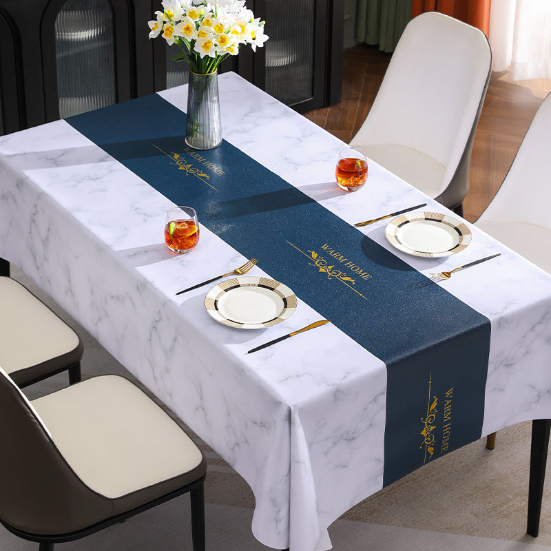 [2026 New Chinese Edition] Crown Marble PVC High-Grade Tablecloth