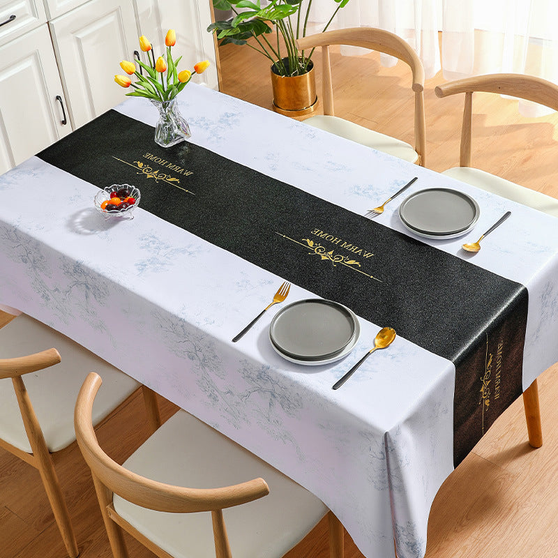 [2026 New Chinese Edition] Crown Marble PVC High-Grade Tablecloth