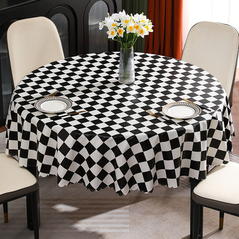 Nordic Checkerboard Thickened PVC Round Tablecloth
