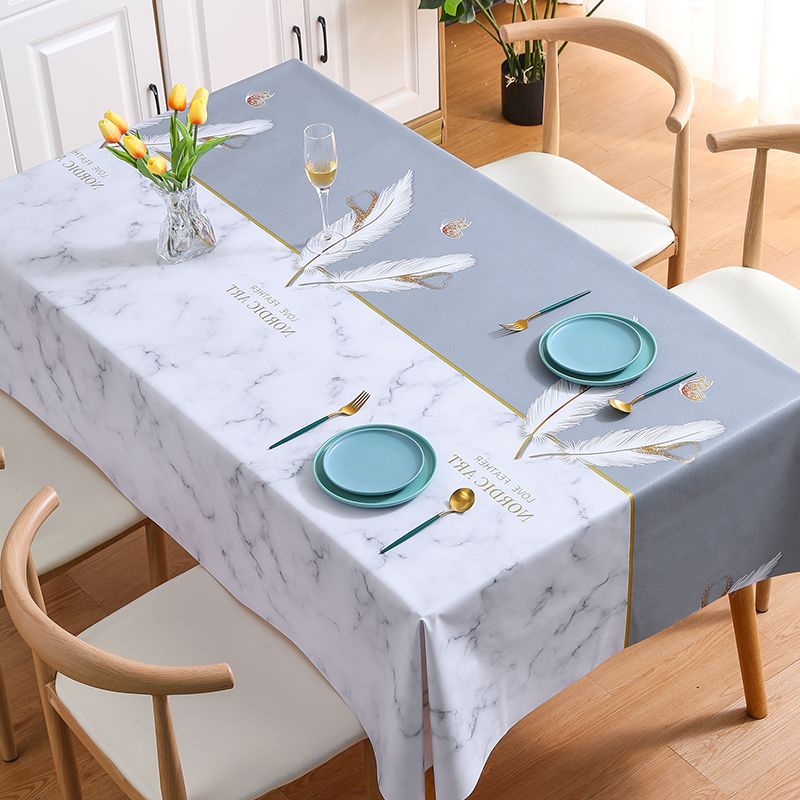 Light Luxury Feather Butterfly Advanced PVC Tablecloth
