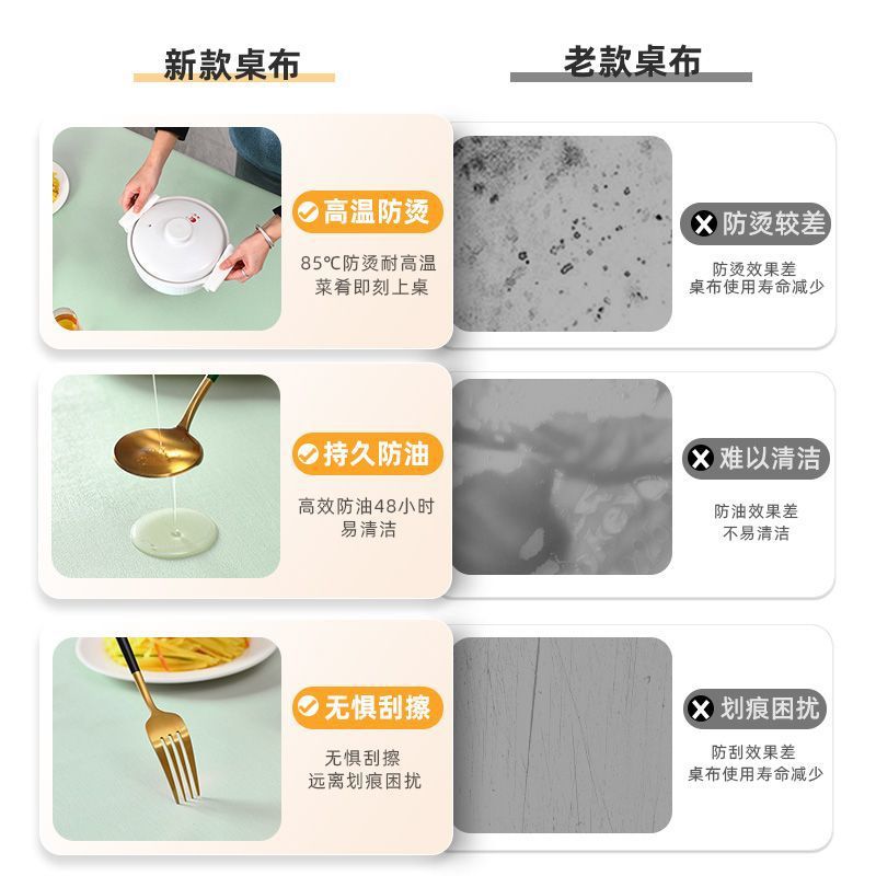 Solid Color Minimalist Advanced PVC Tablecloth