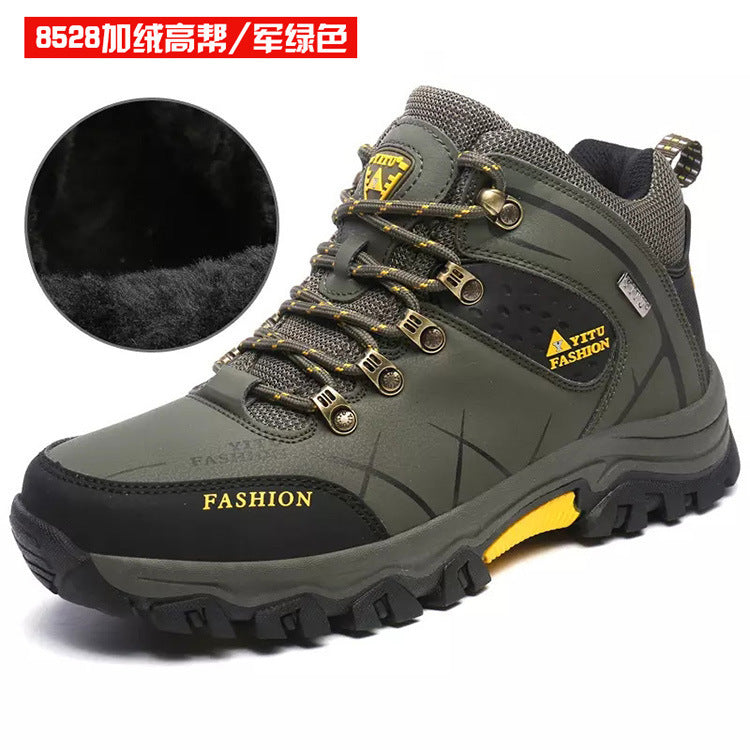 Men’s Warm High-Top Hiking Shoes Winter Fleece Outdoor